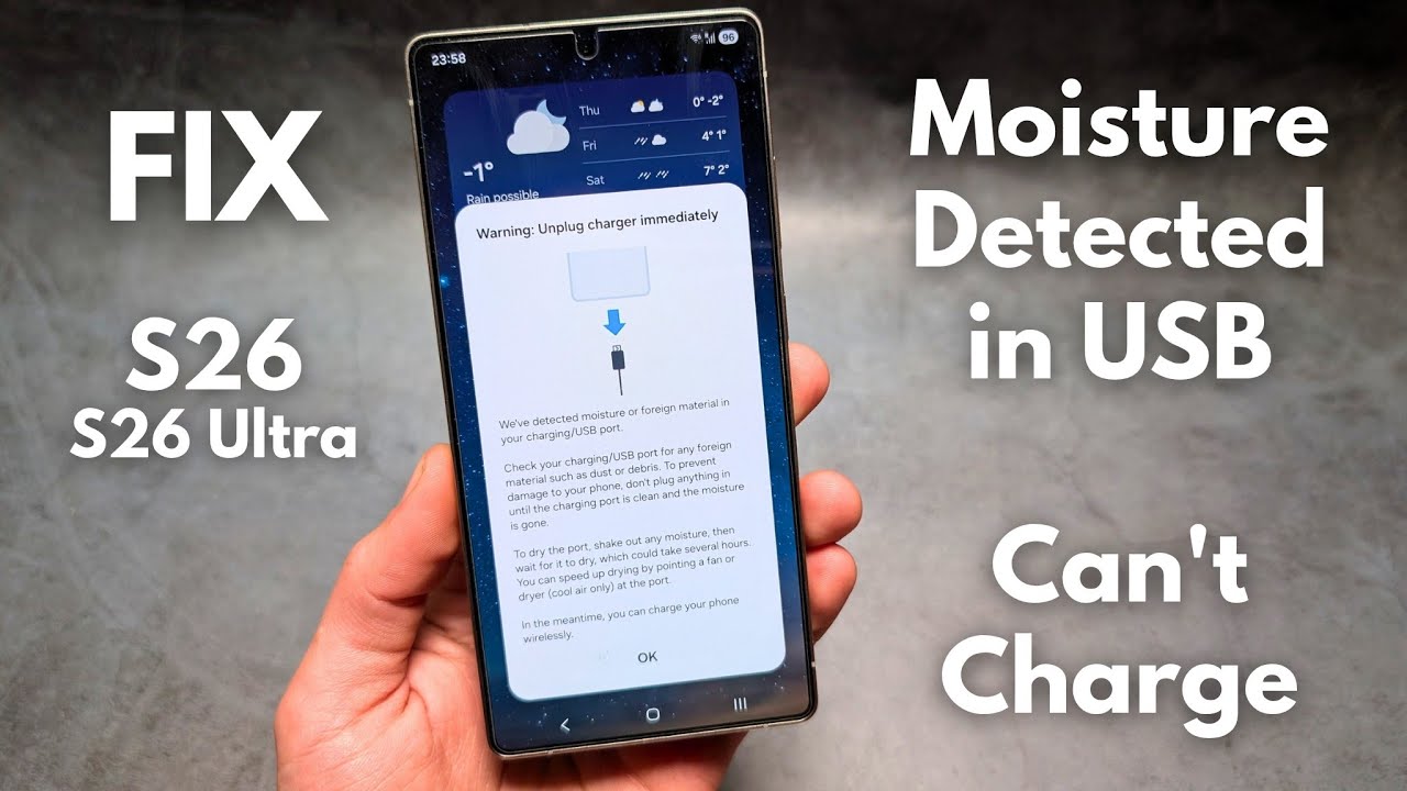 FIX- Samsung S26 / S26 Ultra Warning: Unplug Charger Immediately. Moisture Detected in USB Port
