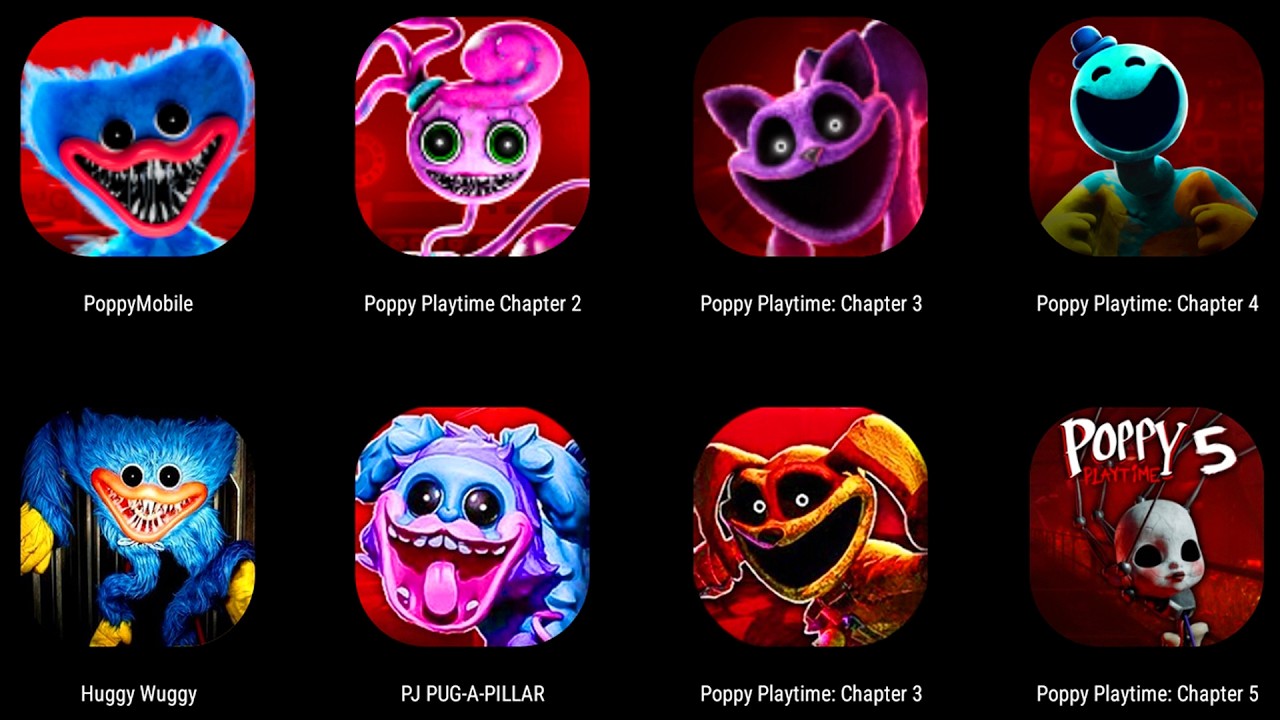 Poppy Playtime: Chapters 1 to 6 All BOSSES & All ENDINGS With Healthbars