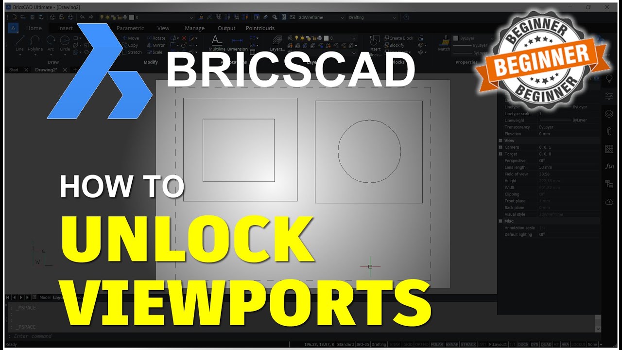 BricsCAD How To Unlock Viewports Tutorial