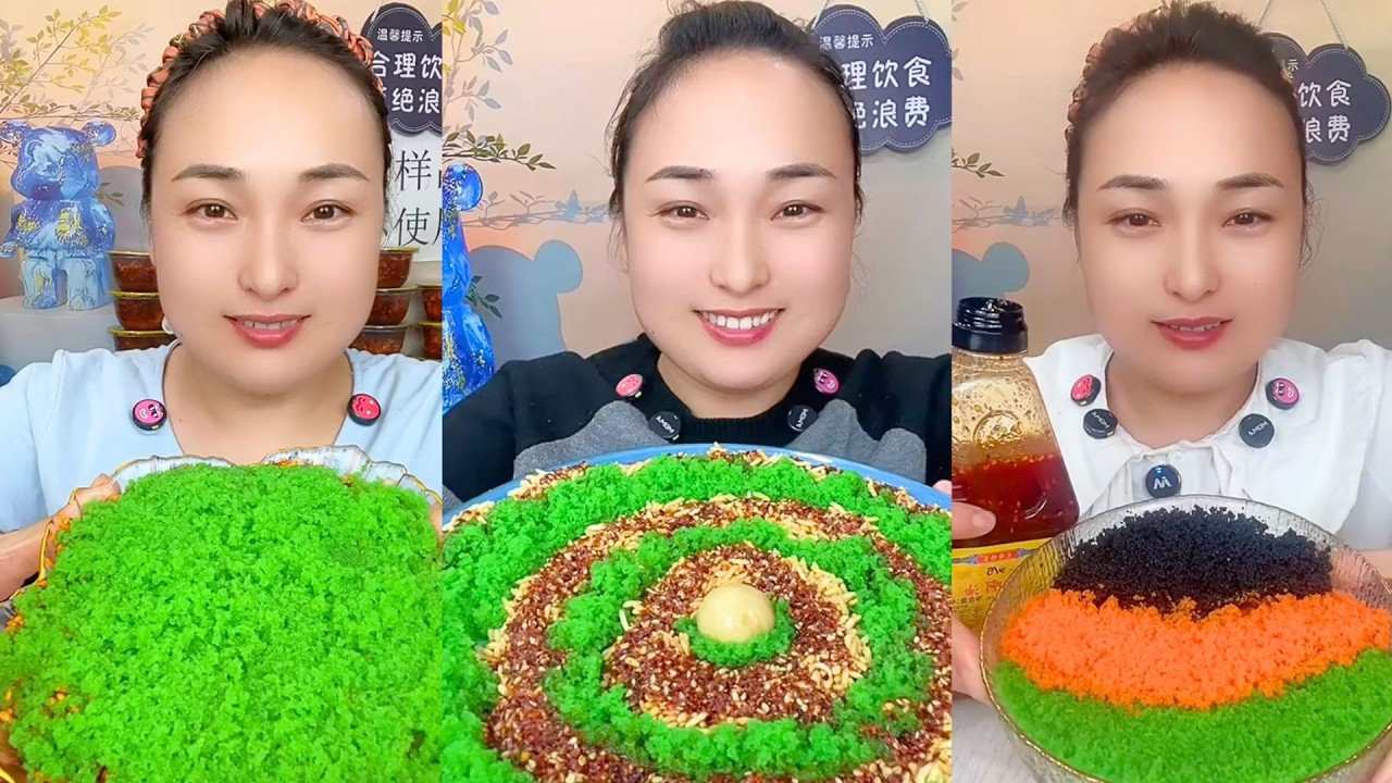 Colorful Roe Layers and Green Crumb Chili Seafood Mukbang