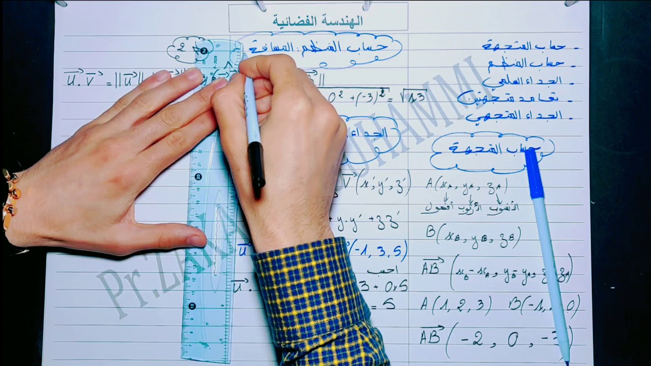 الجزء1 : الهندسة الفضائية  حساب المتجهة - المنظم - الجداء السلمي - الجداء المتجهي