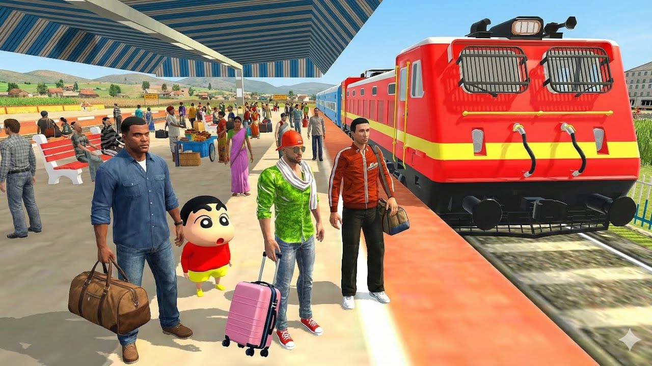 Franklin Shinchan Village Went By Indian Train | In Indian Theft Auto Simulator Game 