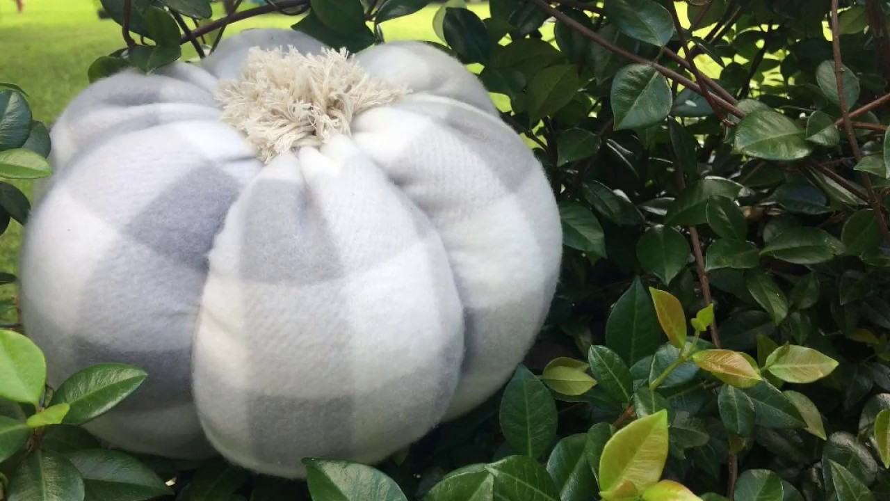 Dollar Tree Buffalo Check Baby Blanket Fabric Pumpkins -- DIY Tutorial -- Fall 2019