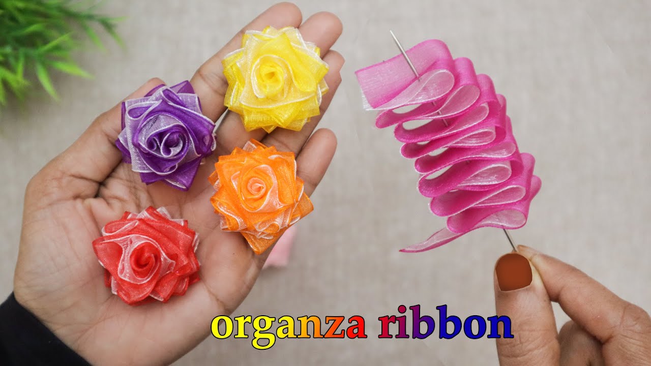 DIY Ribbon Roses | Easy Organza Flowers Making| Ribbon Tricks