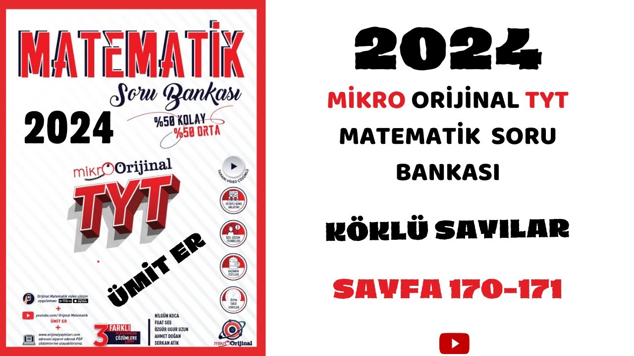 MİKRO TYT SORU BANKASI  |KÖKLÜ SAYILAR|  Syf 170-171 | @umiter55  #yks2024 #kamp