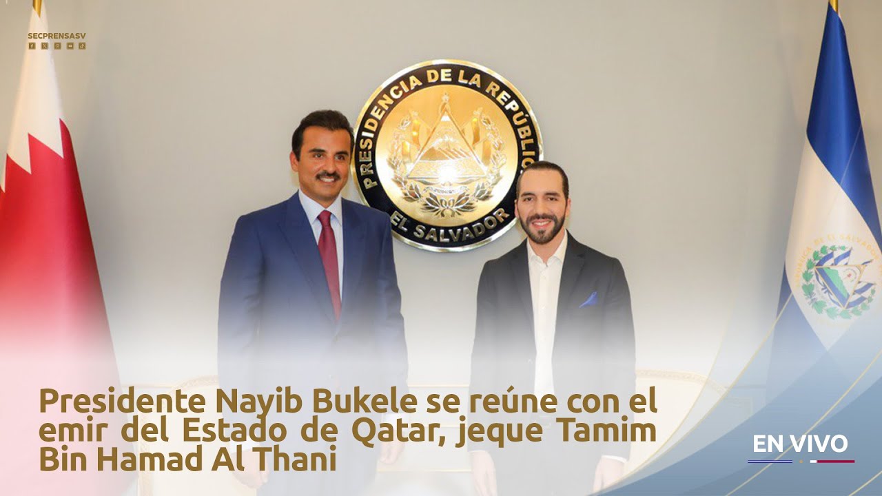 Presidente Bukele se reúne con el emir del Estado de Qatar Tamim Bin Hamad Al-Thani