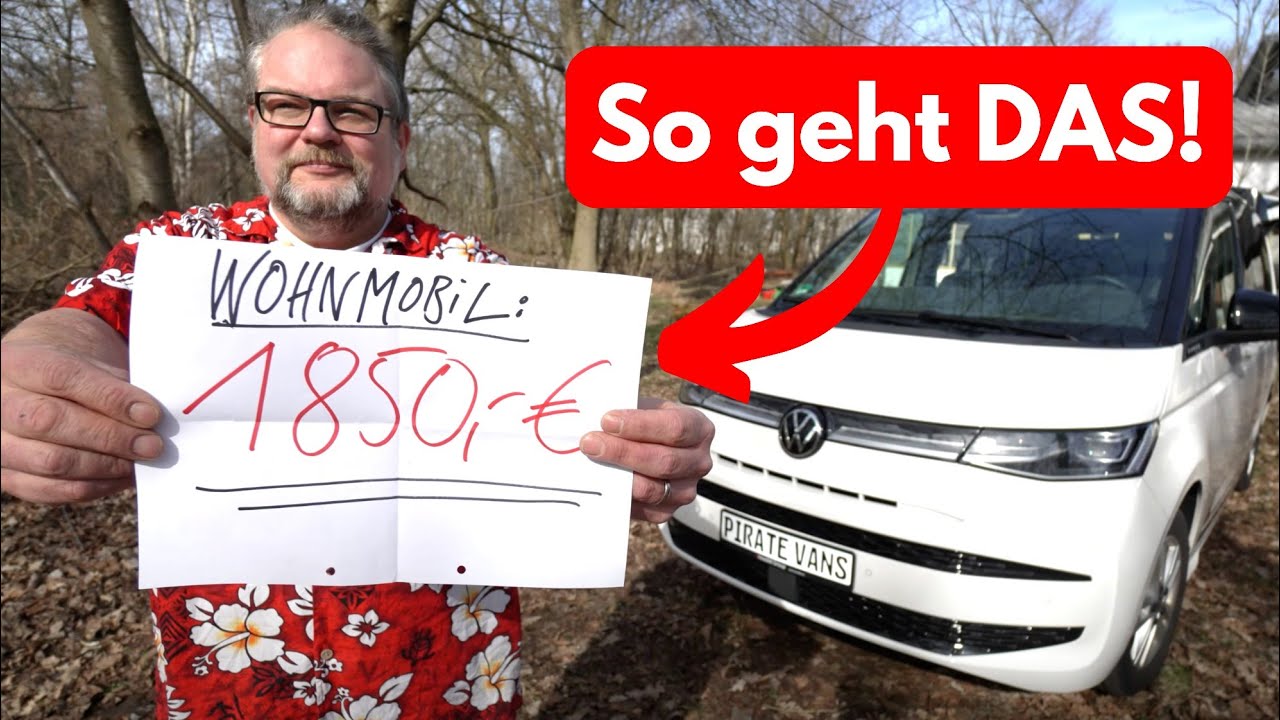 ELEKTROINGENIEUR (49) ERFINDET DAS 1.850,- € WOHNMOBIL! 15min vom BUS zum CAMPER. Pirate Vans 2023