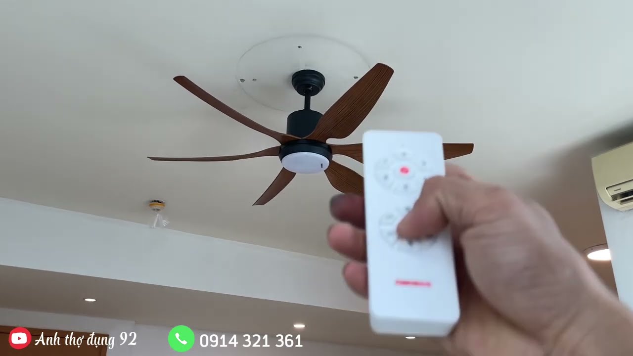 Lắp quạt trần Nanoco NCF5462-PL vân gỗ tại chung cư The Vista An Phú