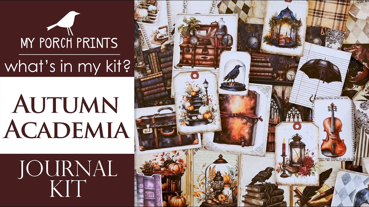 AUTUMN DARK ACADEMIA JOURNAL KIT 💜 | Fall | What's In My Kit | My Porch Prints Junk Journal Ideas