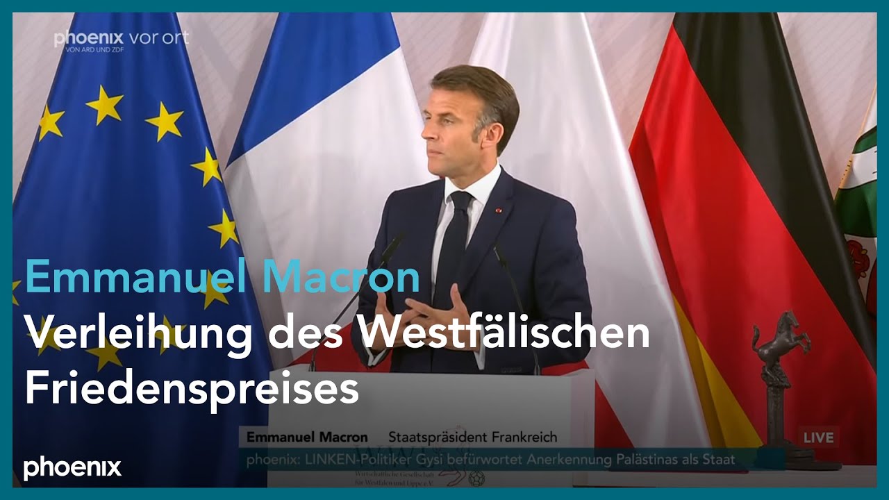 Verleihung des Westfälischen Friedenspreises an Emmanuel Macron mit u.a. Frank-Walter Steinmeier