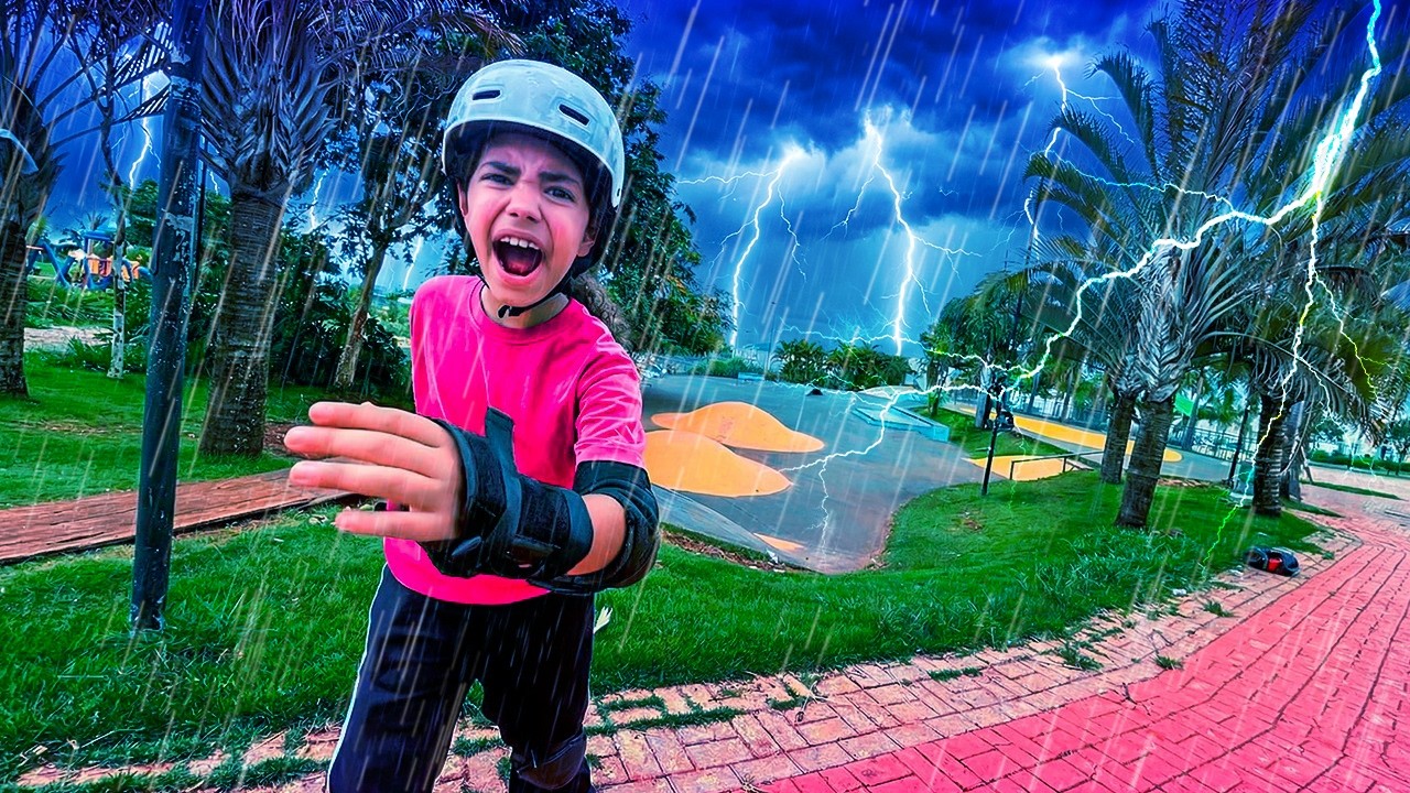 TIVE QUE FUGIR DA MAIOR TEMPESTADE NA PISTA DE ROLLER !!! ⚡🌩