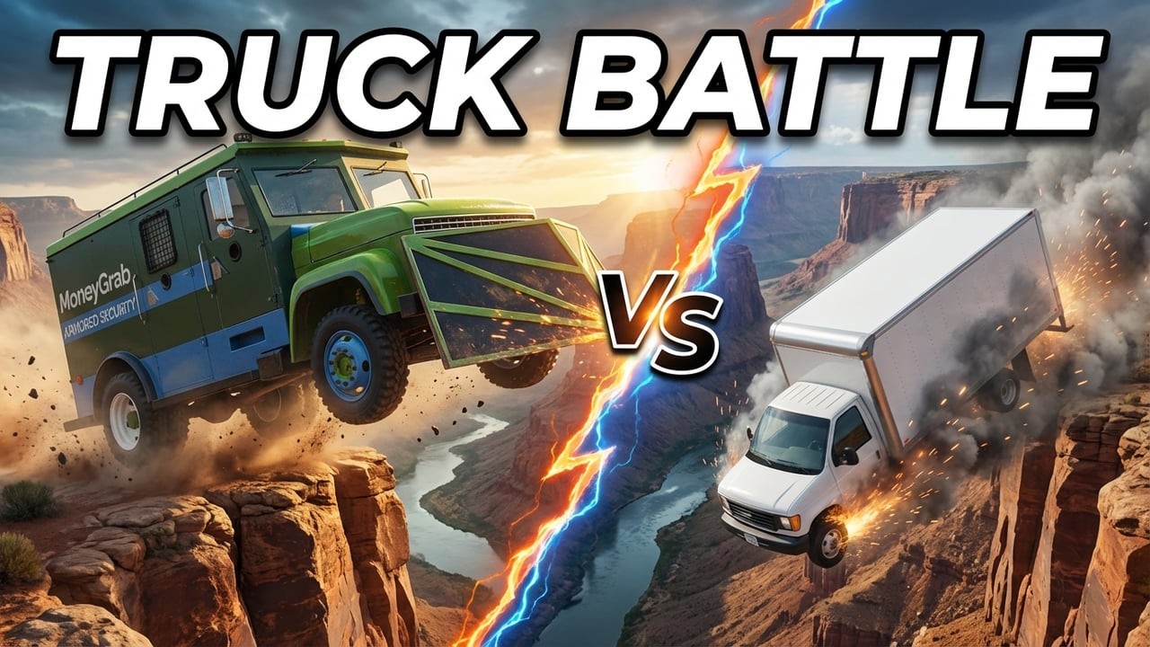 🚑🚔BeamNGDrive What Happens If You Crash Every Truck Off a Cliff? 🚛⛰️