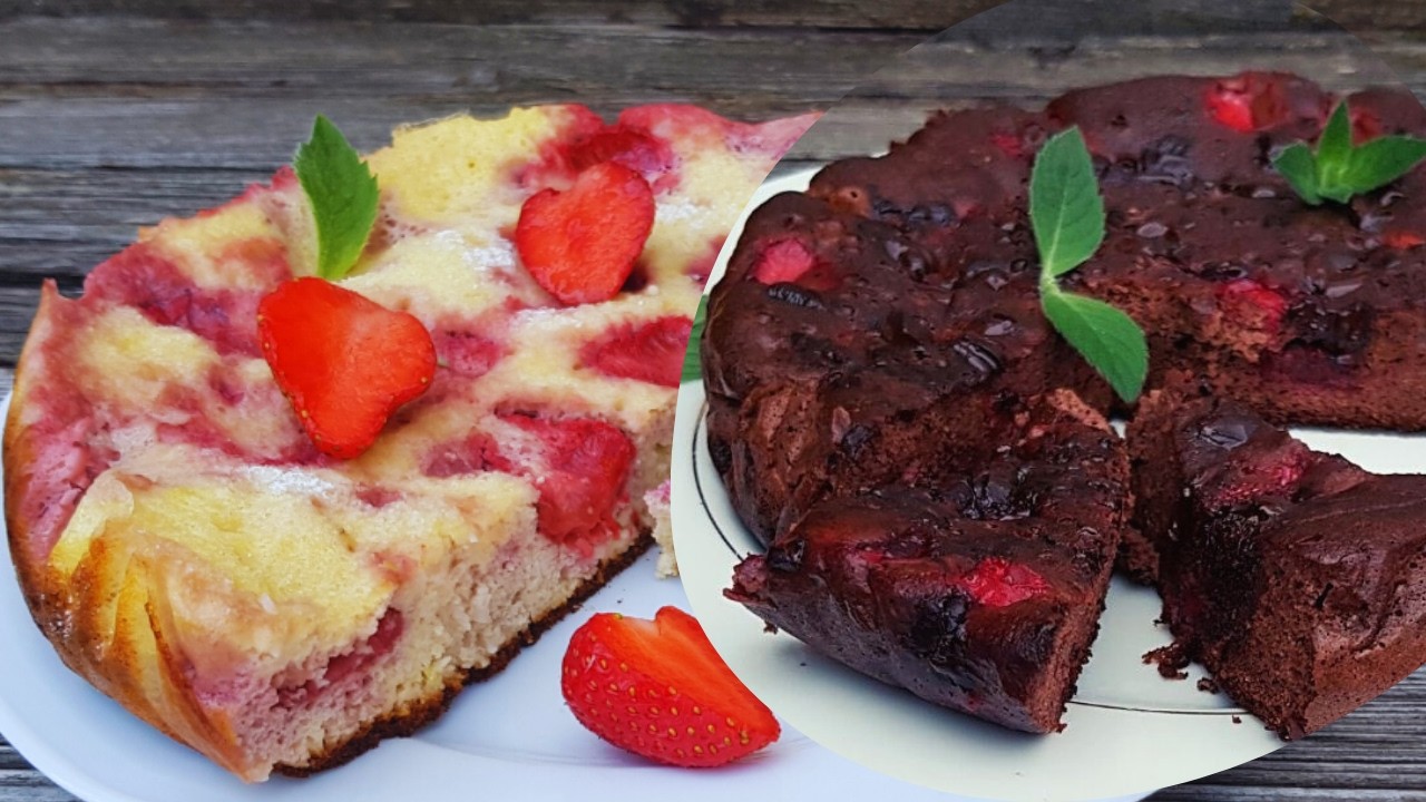 KETO CIASTO z owocami z patelni 🍓 dwie wersje 🍫