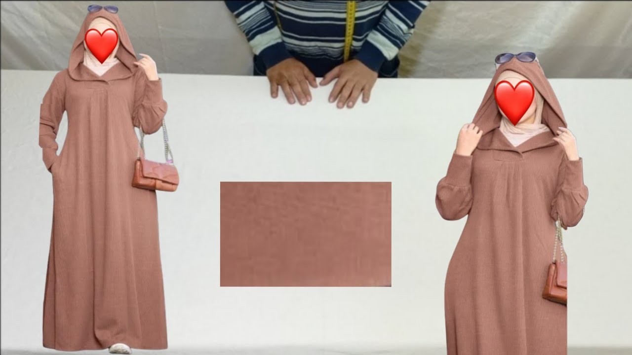 طريقة تفصيل وخياطة جلابة موديل جديد القب كروازي بقصة في الصدر dress cutting and stitching مشروع مربح