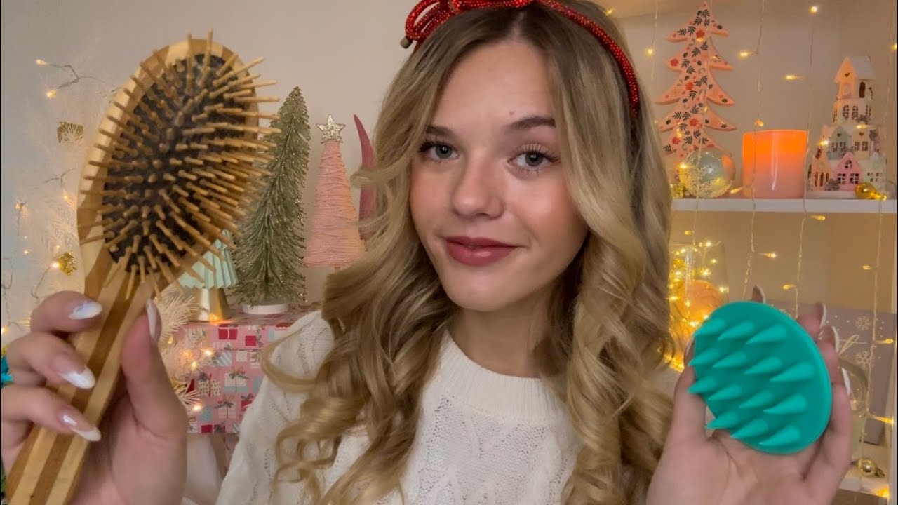 ASMR 1h Christmas Eve Sleepover Roleplay 🎄🎁 (pampering, sleepy countdown, etc)