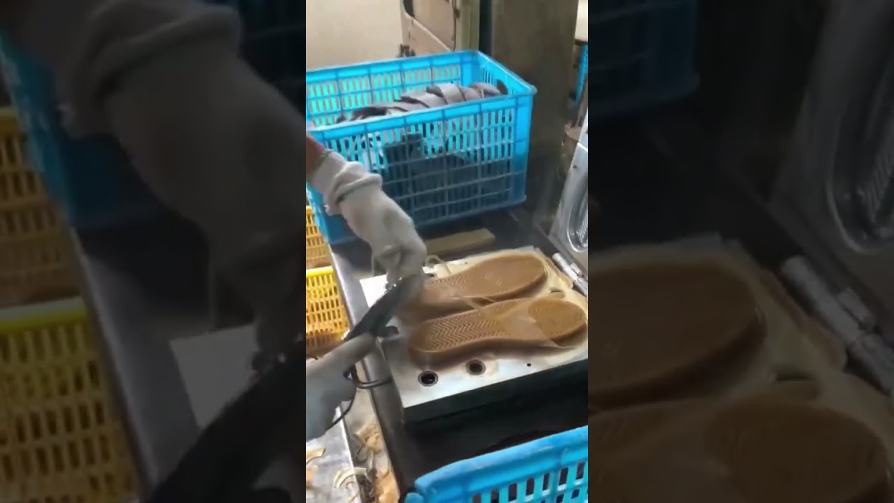 Rubber shoes molding process. Good tool and technology machine make work easy