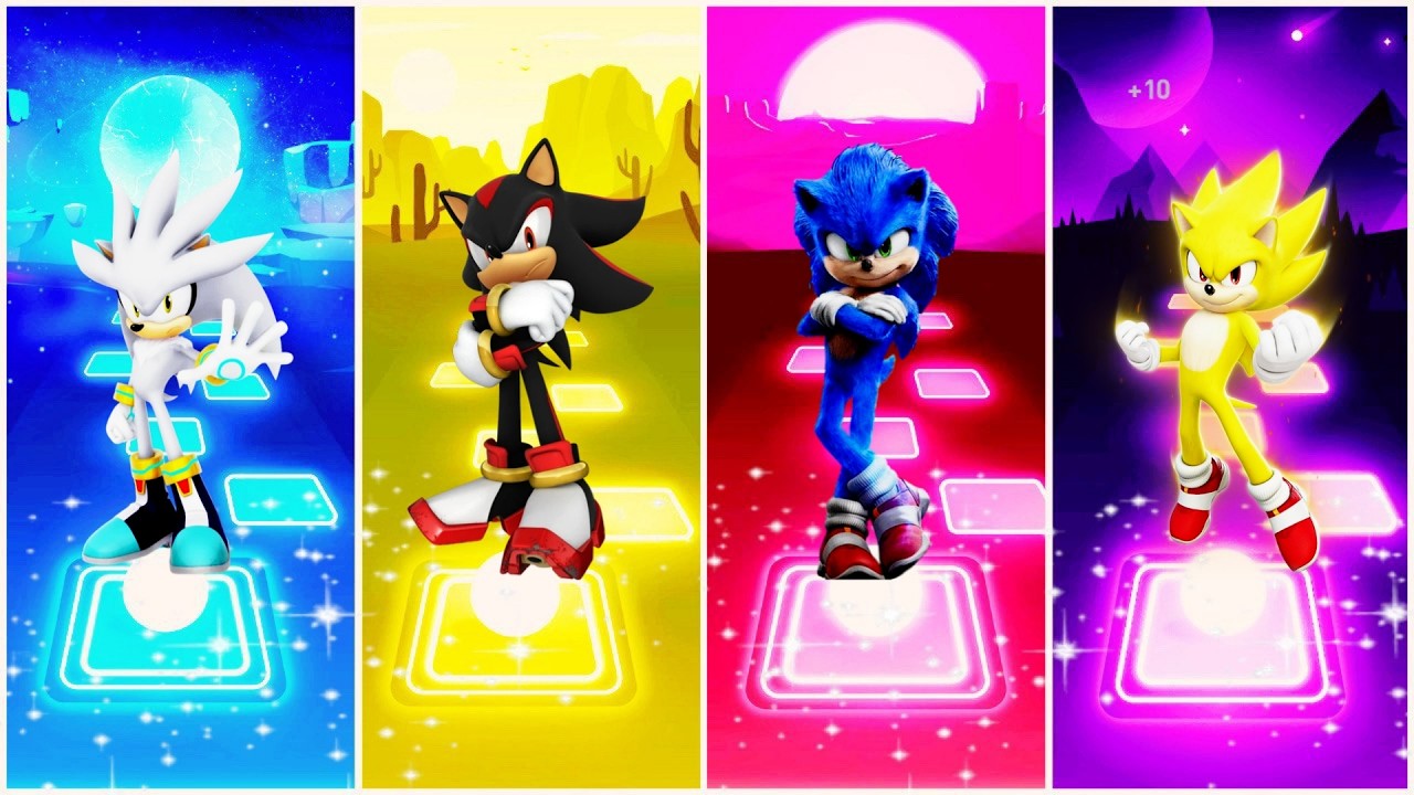 Silver the Hedgehog 🆚 Shadow the Hedgehog 🆚 Sonic the Hedgehog 🆚 Super Sonic | Tiles Hop EDM Rush