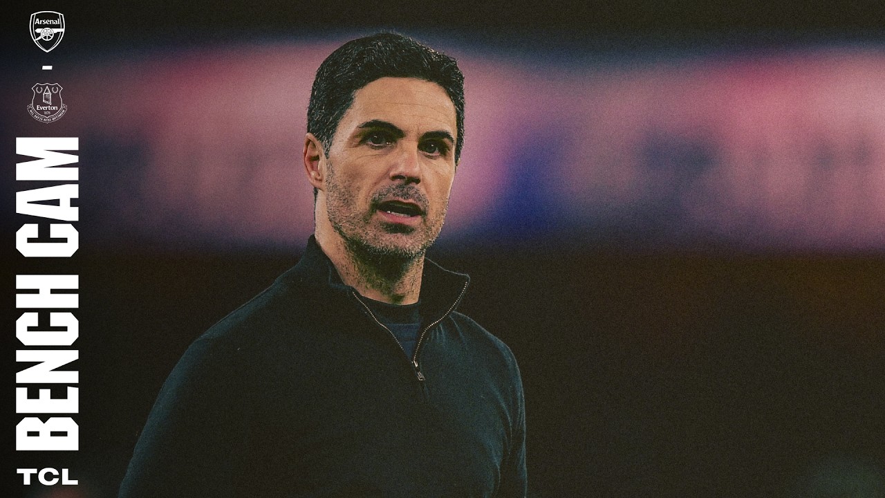 BENCH CAM | Arteta reacts to Dowman goal! | Arsenal v Everton (2-0) | Premier League