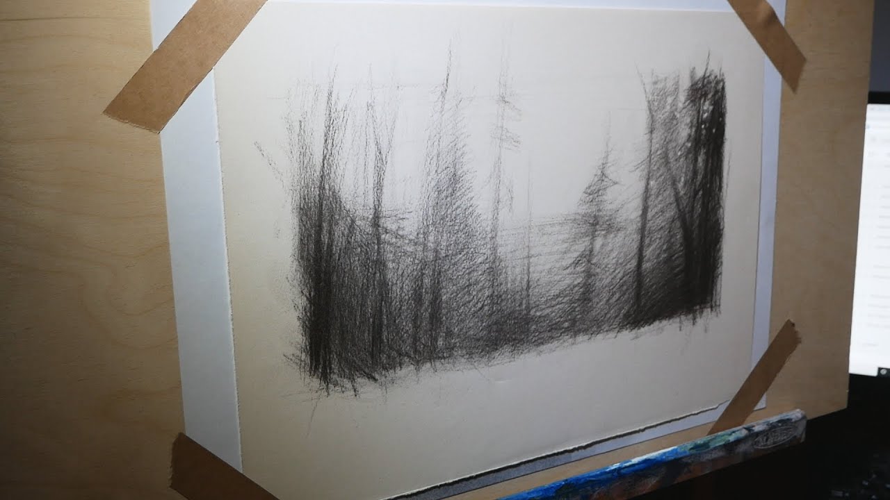 Drawing a Moody Chalk + Charcoal Landscape - Part 1