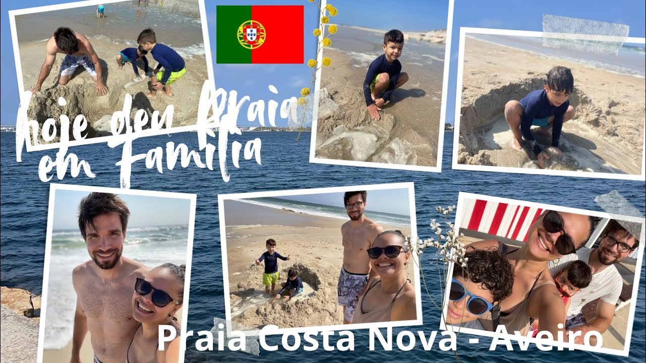 Praia COSTA NOVA - AVEIRO, PORTUGAL 🇵🇹/ LINDA, PERFEITA MESMO COM ÁGUA FRIA 🤣