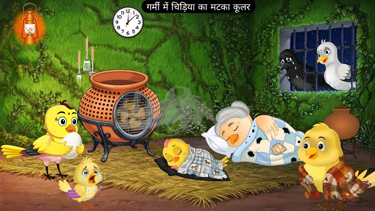 गर्मी में चिड़िया का मटका कूलर | Hindi Birds Cartoon | Moral story | 
