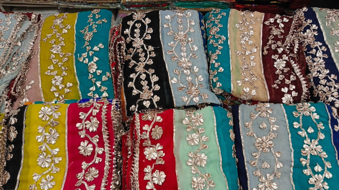 Exquisite Handmade Chiffon Dupattas | Golden Gotta Kanari Embroidery | Indain Duppta | Designer wear