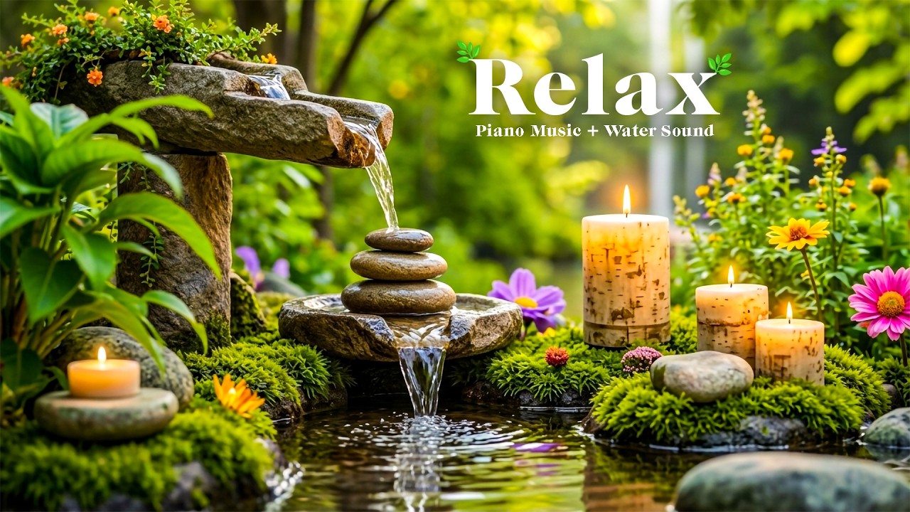 Relaxing Music + Piano & Water Sounds 🌿 Deep Sleep, Stress Relief & Calm Mind