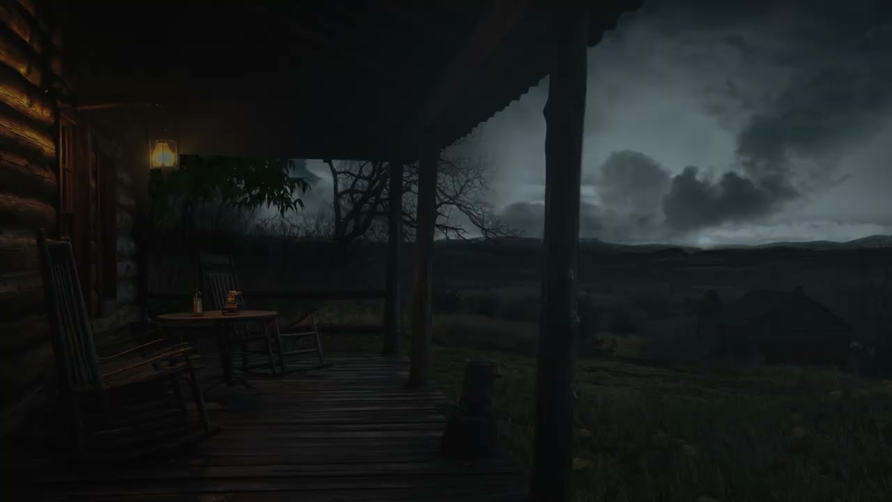 Grassland Thunderstorm at Mountain Base | Soft Rain & Rustling Trees | Calm Before the Storm