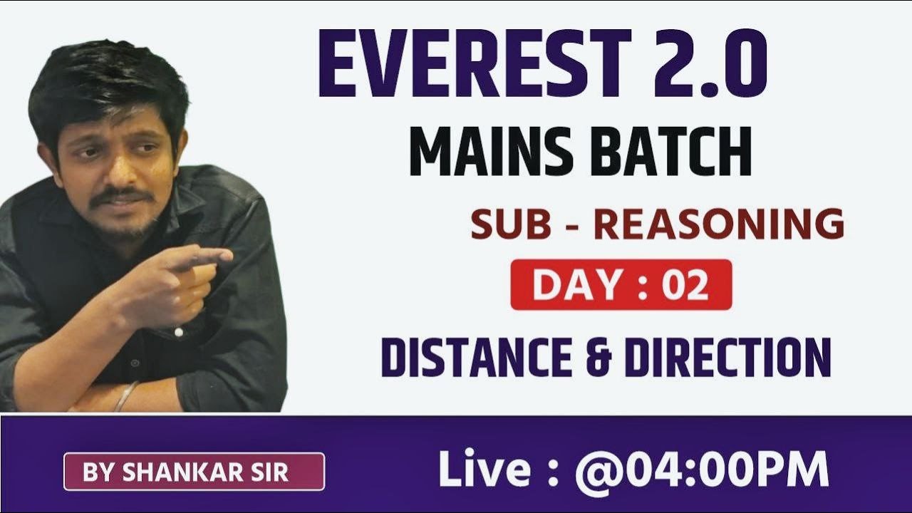 Banking Mains Level Distance Direction Day 02 | Everest 2.0 Batch | By Shankar Sir #banking #ibps