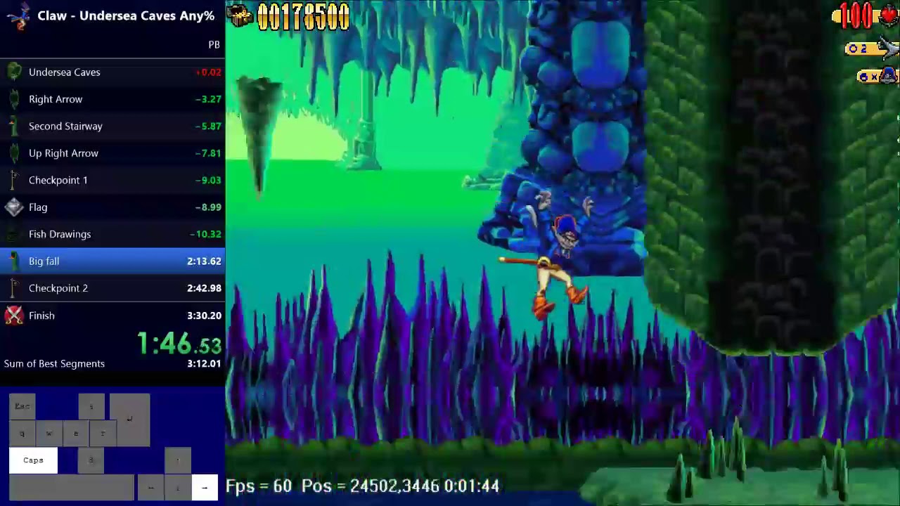 Claw - Level 12 - Undersea Caves any% glitchless speedrun in 3:11.70 (WR)