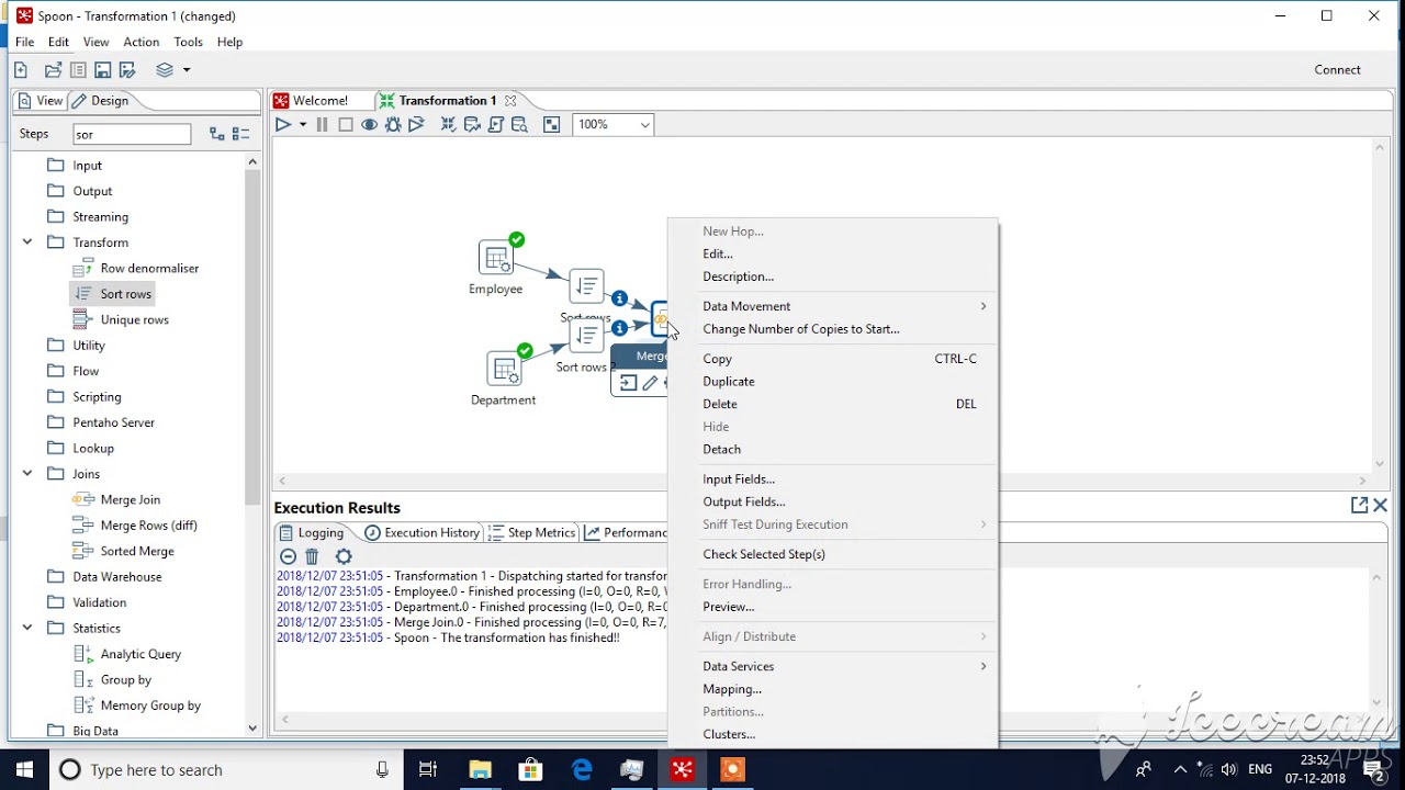 Merge Join step Pentaho