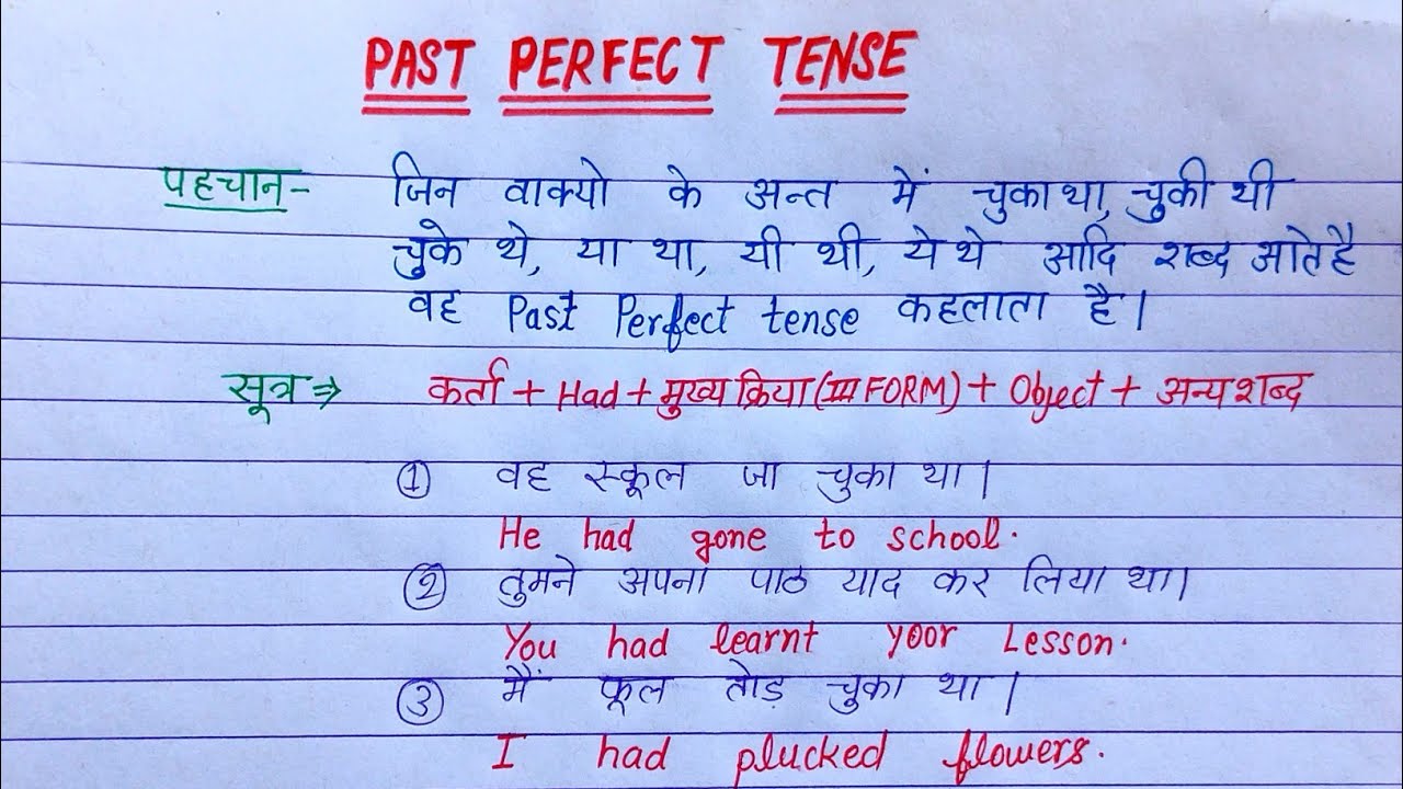 Tense || Past Perfect Tense | past perfect tense sentence