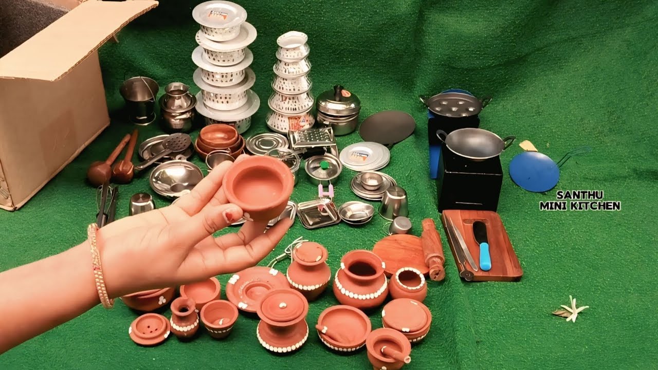  Miniature Kitchen Set Unboxing | Real Cooking Clay Kitchen items|| miniature  clay pots||unboxing| 