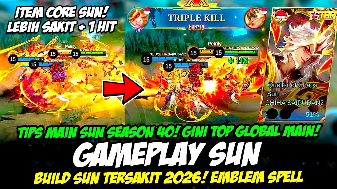 CARA MAIN SUN SEASON 40❗TIPS SUN DAMAGE 1 HIT + SAKIT❗BUILD SUN TERSAKIT 2026❗TOP GLOBAL SUN