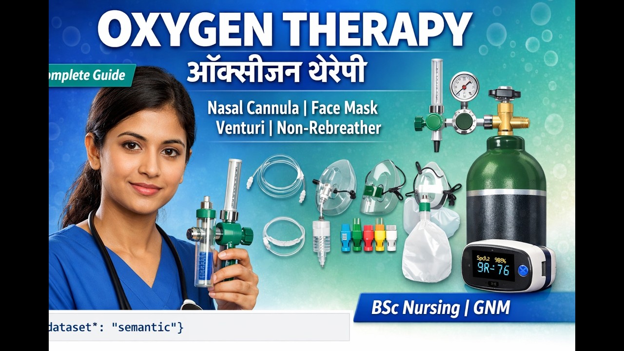 Oxygen Therapy in Hindi | ऑक्सीजन थेरेपी Guide | Nasal Cannula, Venturi Mask | BSc Nursing | GNM