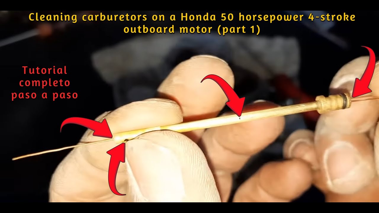 Чистка карбюраторов подвесного лодочного мотора Honda мощностью 50 лошадиных сил (4-тактный, част...