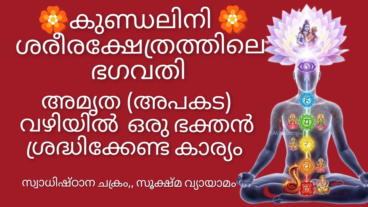 കുണ്ഡലിനി 🏵️ശരീരക്ഷേത്രത്തിലെ ഭഗവതി  🏵️അമൃത (അപകട) വഴിയിൽ  ഒരു ഭക്തൻ ശ്രദ്ധിക്കേണ്ട കാര്യം. 
