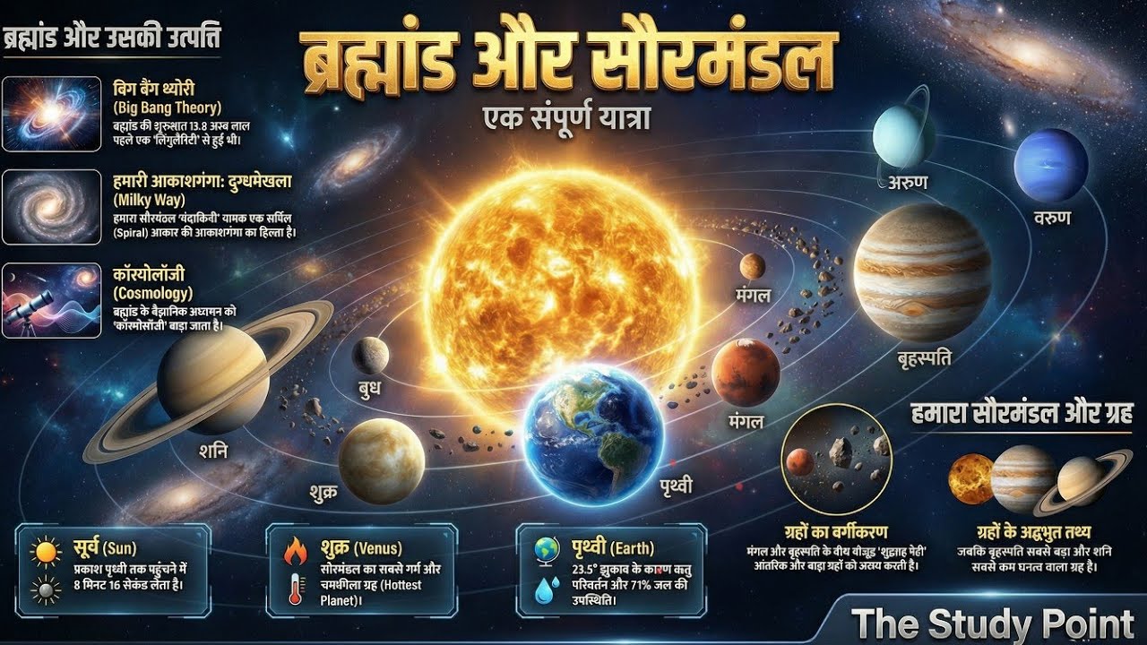 ब्रह्मांड और सौरमंडल की पूरी जानकारी | Universe & Solar System Explained in Hindi | The Study Point