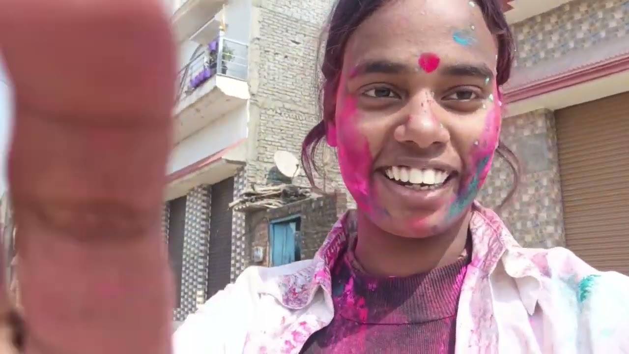 To aj thi Holi ..or jiju aye first time holi pr,,,,,,,,,,Happy holi🫂✨🌈#holi #youtubevloggers #daily 