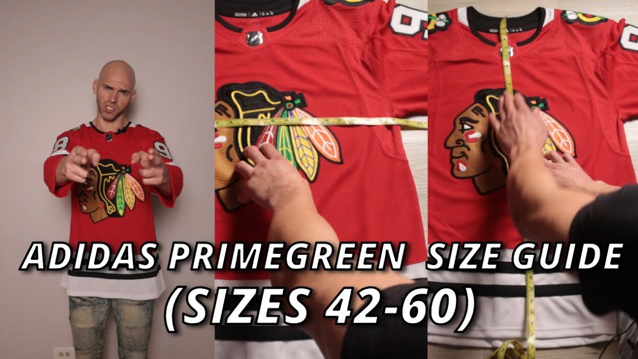 Руководство по размерам футболок Adidas NHL Primegreen — измерения в реальном времени (размеры 42...