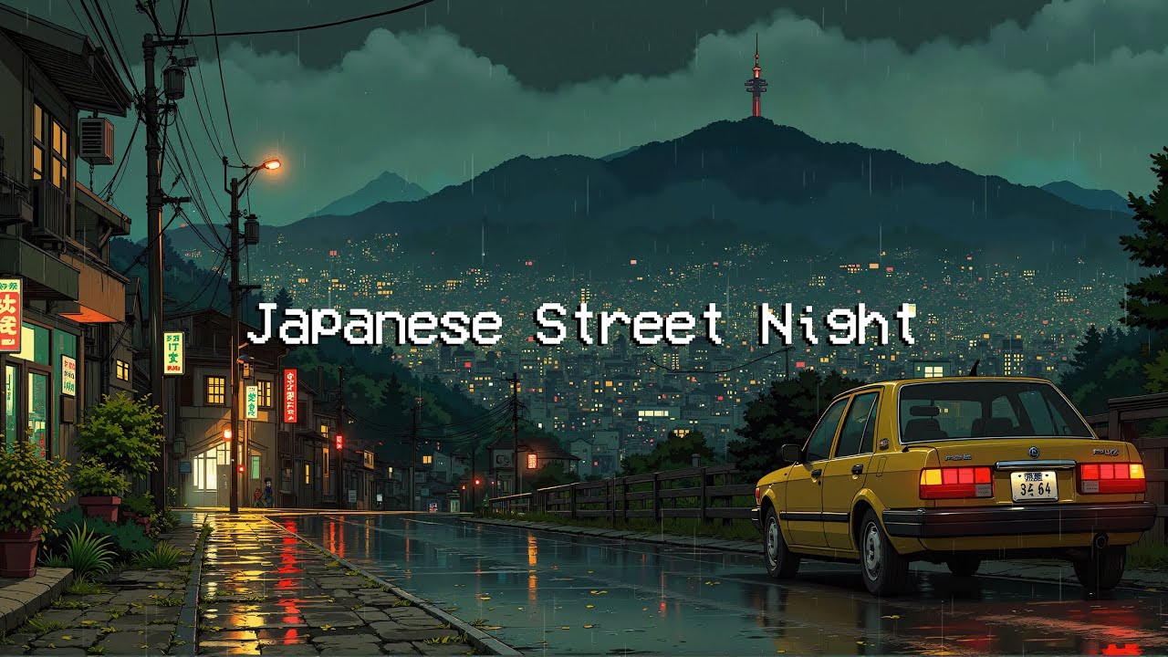 Japanese Street Night 🌧️ Sleep Well, Stress Relief and Deep to Study / Work with Rainy Rhythms Lofi