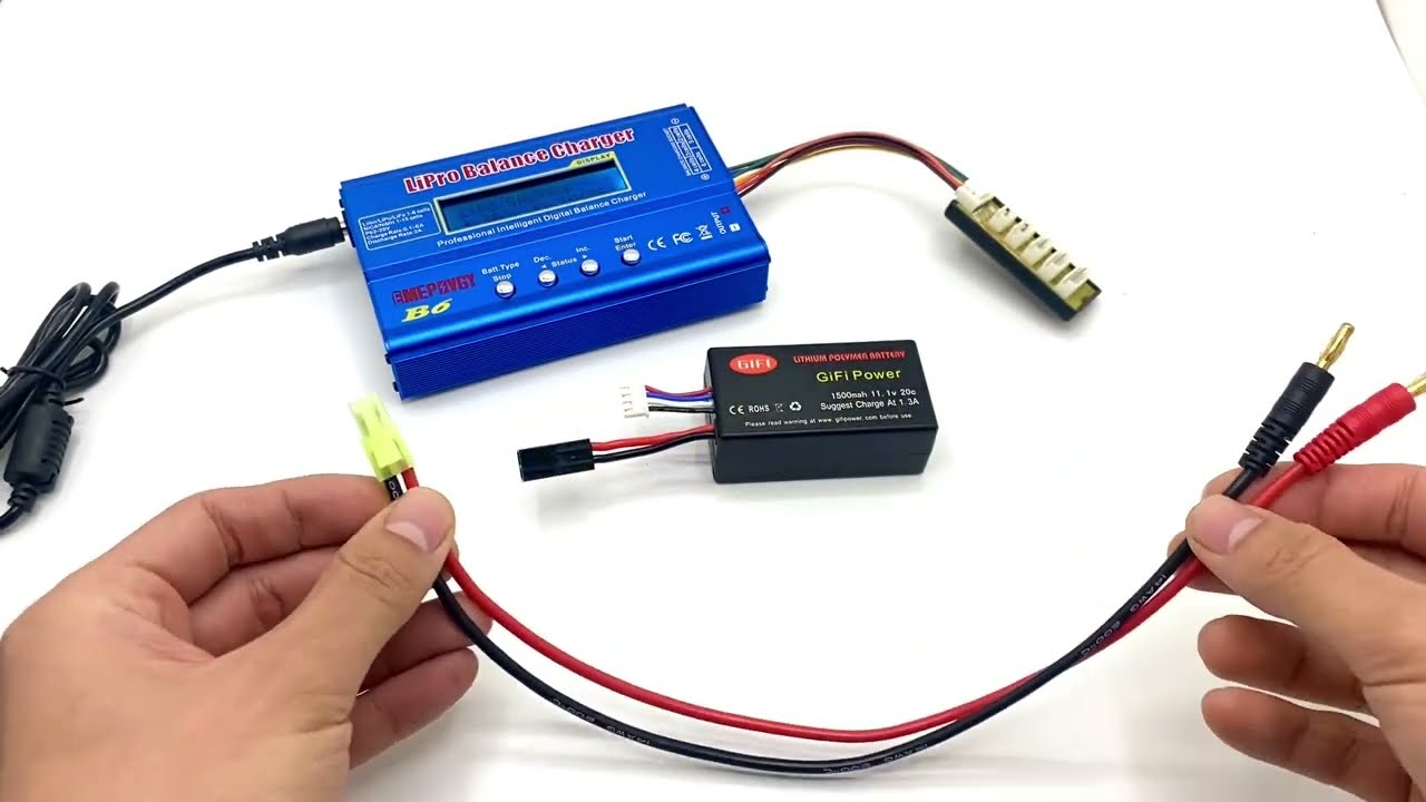 Use B6 Lipo Battery Balance Charger to charge Parrot AR.Drone 1.0 2.0 Battery with Dual Cable