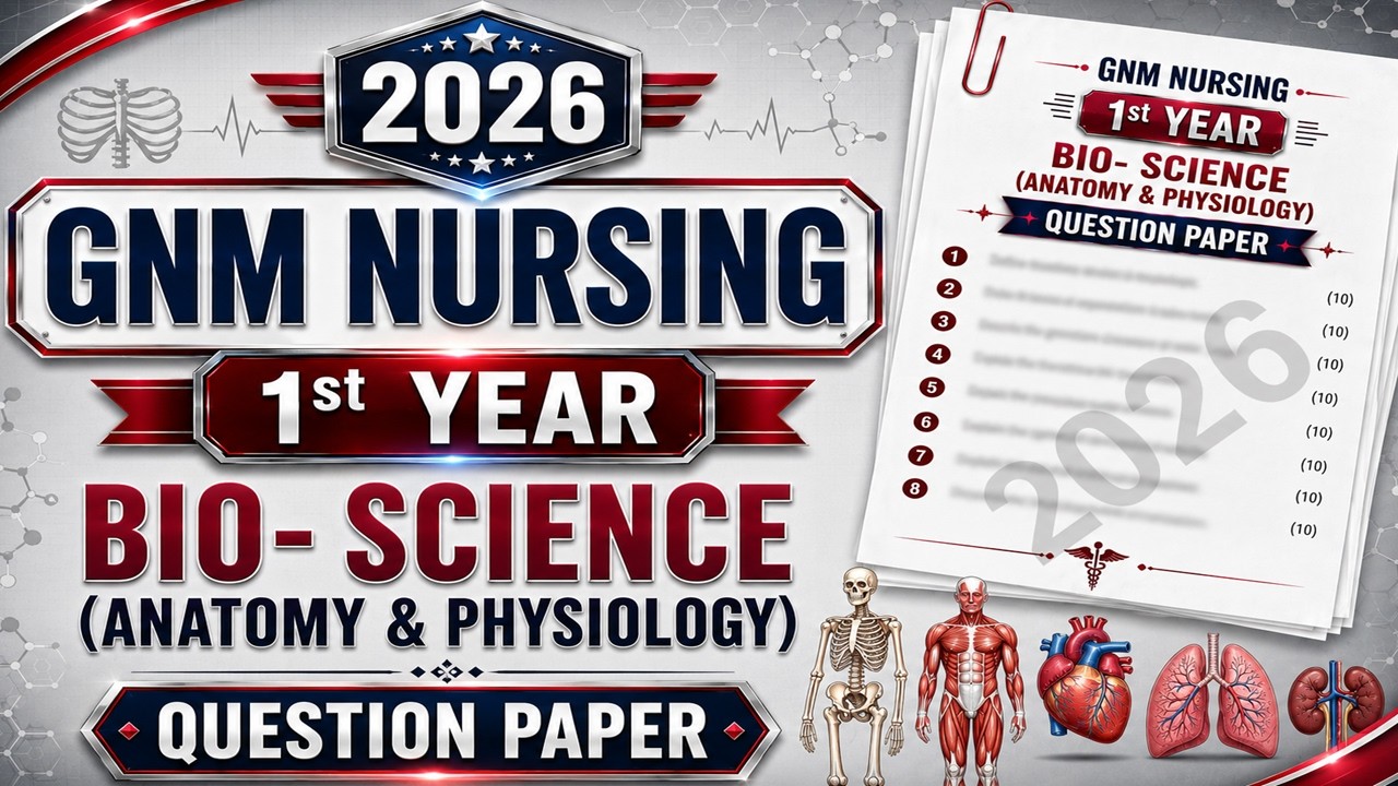 Gnm 1st Year Anatomy and Physiology Questions Paper 2026 - 27 || Anatomy and Physiology For Nursing