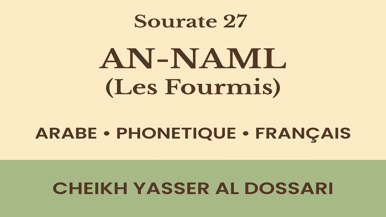 Coran : 27. Sourate An-Naml (Les Fourmis) – Arabe, Phonétique & Traduction Française