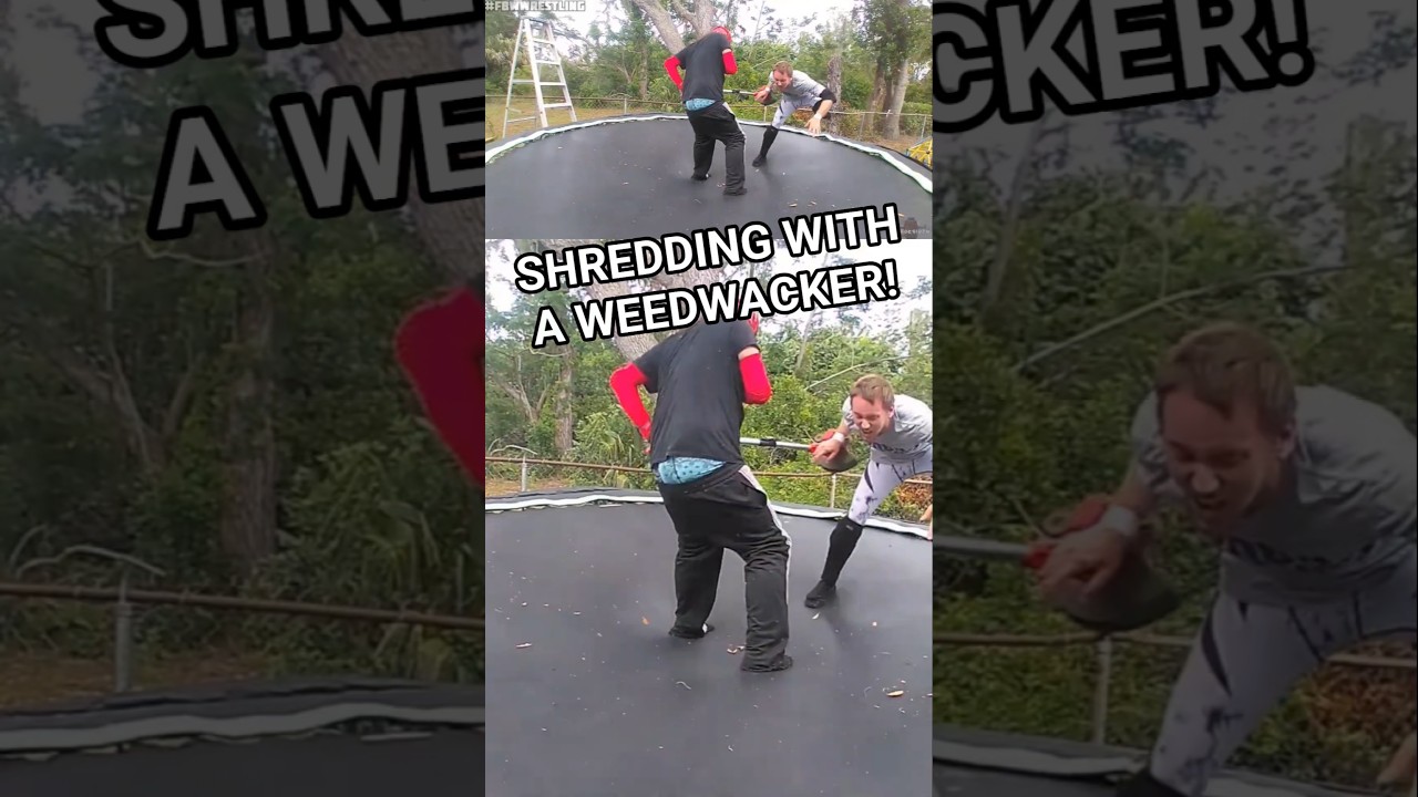 Kruger SHREDS Aries with a weedwacker #wrestling #backyardwrestling