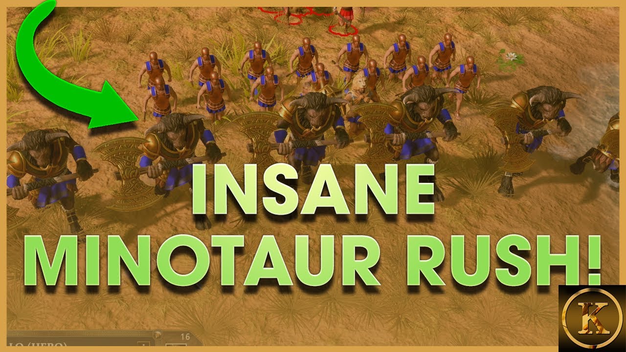 INSANE Minotaur Rush!-  PegasusRush(Zeus) VS HuskSuppe(Oranos) Age of Mythology Retold Pros