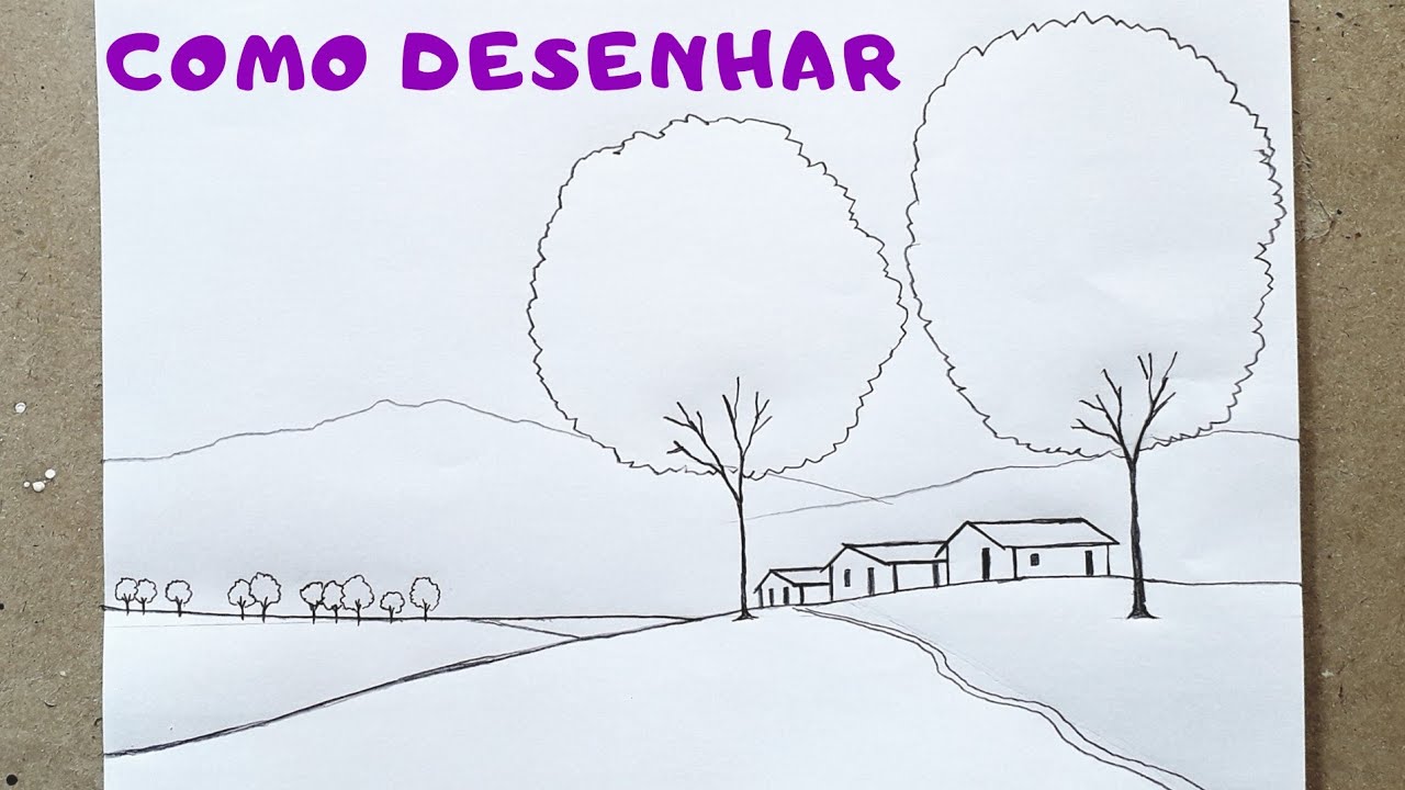 Como desenhar uma Paisagem para pintar (Desenho de Paisagem #19)