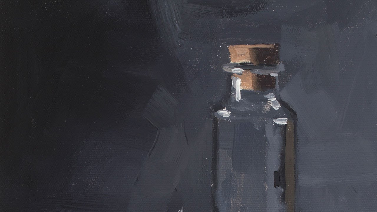 Bottle With Wood Blocks - Acrylic Still Life Painting