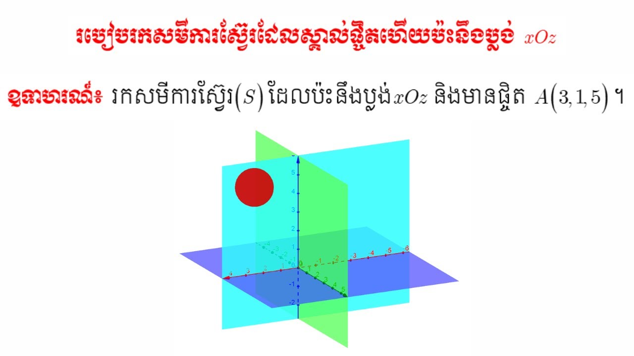 របៀបរកសមីការស្វ៊ែរដែលប៉ះប្លង់xoz   #Plane #sphere