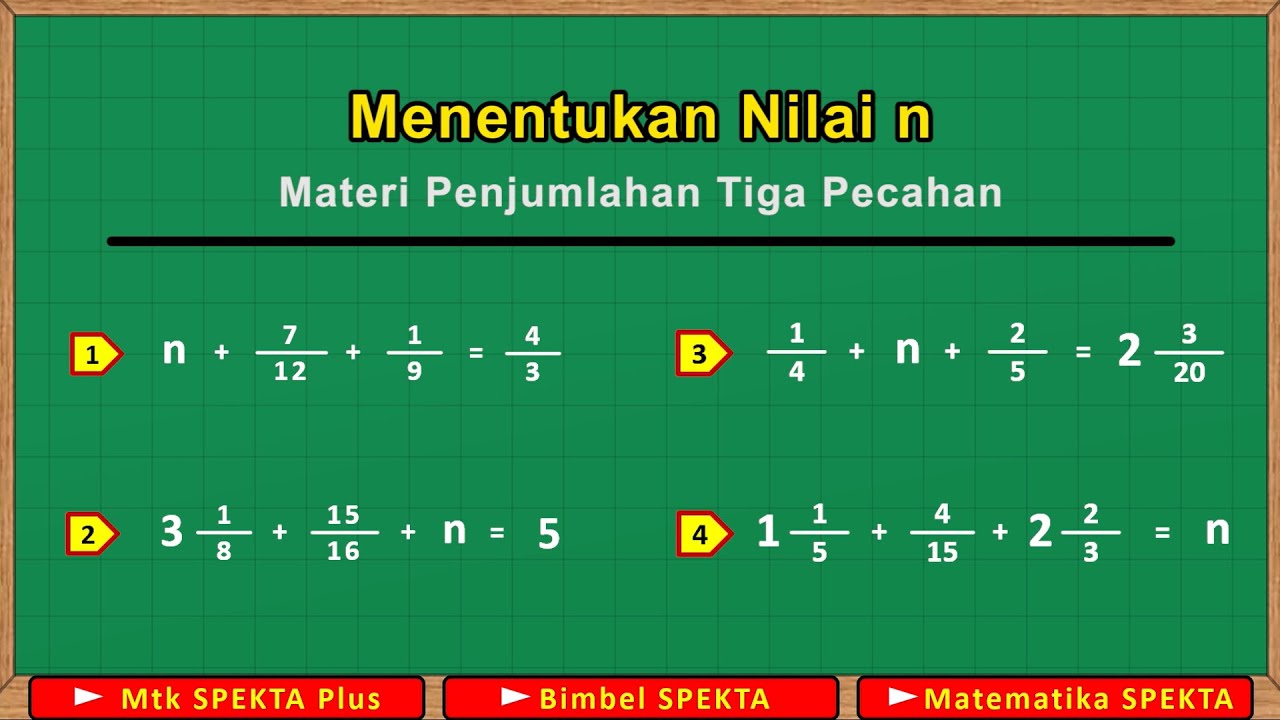 Menentukan Nilai n Pada Materi Penjumlahan Tiga Pecahan